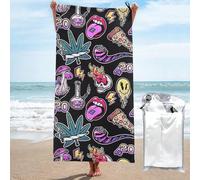 peiyeety Stoned Trippy Drug Theme and Cool Psychedepic Character Microfiber Beach Towel Extra Large 31.5"X63"-Quick Dry Lightweight, Compact Fast Drying Towel for Travel, Swimming Pool