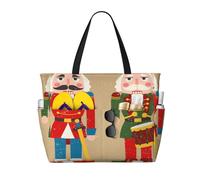 peiyeety Story Christmas Two Colored Large Beach Tote Bag For Women With Zipper & Wet Pocket, Lightweight Foldable Gym Tote For Travel, Grocery, Swim, Sports