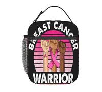 peiyeety Support Believe Fight Women's Breast Cancer Pink Ribbon Portable Lunch Bag Reusable Zipper Closure Leakproof Lunch Box for Work Office Picnic