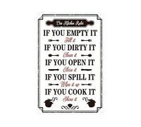 peiyeety The Kitchen Rules If You Empty It Fill It, If You Dirty ItIt Tin Sign Perfect for Homes, Kitchens, Cabins, Bars 8X12 Inch