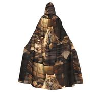 peiyeety The Library Cat Printed Adult Hooded Cloak is a super large, comfortable, and durable Halloween hooded poncho