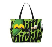 peiyeety The Little Pickle Large Beach Tote Bag For Women With Zipper & Wet Pocket, Lightweight Foldable Gym Tote For Travel, Grocery, Swim, Sports