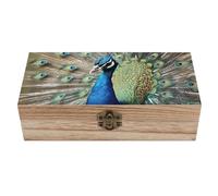 peiyeety The Peacock Wooden Storage Box Home Keepsakes Boxes With Hinged Lid Vintage Decorative Gift For Photos Jewelry Home Decoration
