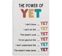 peiyeety The Power of yet Classroom Wall Decor Poster Classroom Growth Mindset Poster Decorative Metal Tin Sign Wall Art Posters for Room Aesthetic 8x12 inch