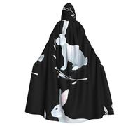 peiyeety The silver branch of a rabbit Pattern Halloween Adult Hooded Cape Cloak for wear during Halloween, role-playing