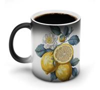 peiyeety Three Lemons Color Changing Mug Heat Changing Mug Ceramic Mug Heat Reactive Black Mug Tea Cup Message Appears As It Heats Birthday for Family Friend