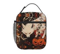 peiyeety Traditional Folk - Art - Inspired White Fox Lunch Box Reusable Leak-Proof Portable Insulated Picnic Office Hiking Fishing Lunch Bag