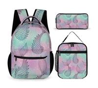 peiyeety Travel Bookbag Set with Lunch Bags and Cosmetic Bag Mermaid Tail (2) Backpack with Lunch Box Storage Bag Backpack Bookbag Set