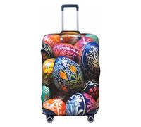 peiyeety Travel Luggage Cover Colorful Hand Painted Easter Eggs Spandex Suitcase Protector Washable Baggage Covers Fashion Elastic Scratch-Resistant Fits 18-32 Inch