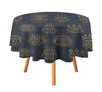 peiyeety Turkis Evil Eyes Black Print Round Tablecloth Reusable Tablecloths Summer Tablecovers Outdoor Tablecloths Weddings 60x60in