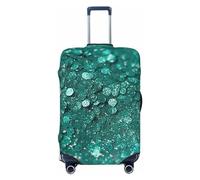 peiyeety Turquoise Glitter Travel Luggage Cover Elastic Washable Suitcase Cover Protector Fashion Stretch Baggage Covers Dustproof Suitcase Sleeve Fits 18-32 inch Luggage, Black, M