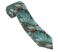 peiyeety Turquoise Marble Ties for Men Classic Silk Necktie with Cufflinks for Weddings Business Dances