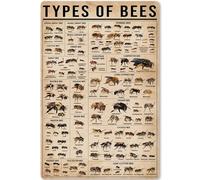 peiyeety Types Of Bees Metal Tin Signs Bees Knowledge Retro Poster Information Popular Science Educational Charts Wall Plaques Decor For Home Classroom Room Office 12x18 Inch