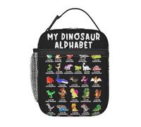 peiyeety Types of Dinosaurs Alphabet A-Z ABC Portable Lunch Bag Reusable Zipper Closure Leakproof Lunch Box for Work Office Picnic