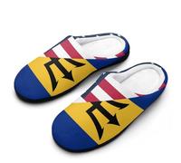 peiyeety U.S. And Barbados Flag Mens Memory Foam Slippers Lightweight Cotton House Shoes for Indoor Outdoor40-41