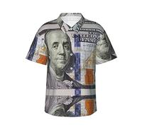 peiyeety USA One Hundred Dollars Mens Hawaiian Shirt Short Sleeve Casual Button Up Tropical Summer Beach Shirt