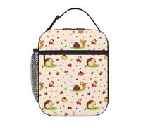 peiyeety Ute Hedgehog Cyber City Flowers Lunch Box Reusable Leak-Proof Portable Insulated Picnic Office Hiking Fishing Lunch Bag