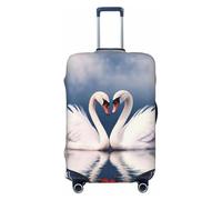 peiyeety Valentine's Day Couple of Swans Heart Travel Luggage Cover Elastic Washable Suitcase Cover Protector Fashion Stretch Baggage Covers Dustproof Suitcase Sleeve Fits 18-32 inch Luggage, Black,
