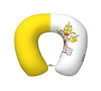 peiyeety Vatican Flag Memory Foam Travel Pillow - U-Shaped Neck Support for Airplane, Car, Home, Office - Lightweight, Adjustable