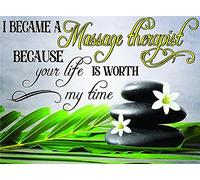 peiyeety Vintage Massage Flower I Because A Massage Therapist Because Your Life is Worth My Time Poster Metal Aluminium Tin Sign Wall Decor 8"x12"
