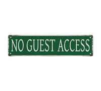 peiyeety Vintage Metal Tin Sign Decorative Wall Art No Guest Access Themed Sign, Rustic Style, Durable Waterproof Rustproof, For Home, Property, Restricted Area, Easy To Mount, 4x16 Inch