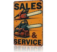 peiyeety Vintage Metal Tin Sign Retro Chainsaw Service Vintage Wall Art Posters Wall Art for Dorm Home Office Room Decor 8X12inch