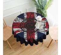 peiyeety Vintage Sunflower Britain British Flag Round Table Cloth 60 Inch Waterproof Splash Resistant Wrinkle Tablecloth Kitchen Table for Indoor Outdoor Restaurant Decor