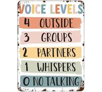 peiyeety Voice Level Chart Classroom Decor Classroom Policies Classroom Rules Poster, Classroom Management Rainbow Boho Metal Tin Sign 8x12 Inch