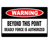 peiyeety Warning Beyond This Point Deadly Force Is Authorized Tin Sign, 12x8 Inch Metal Sign, Bold Security Warning Plaque for Home, Garage, Farm, Gate, Fence, Office Wall Decor Gift
