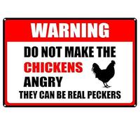 peiyeety Warning Chicken Sign DoMake The Chickens Angry Signs They Can Be Real Peckers Aluminum Tin Sign Wall Decor Gift 12X8 Inch