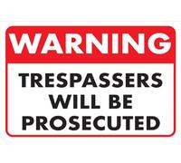 peiyeety Warning Trespassers Will Be Prosecuted Tin Sign 12x8 Inch, Metal Security Warning Sign for Home Yard Fence Gate Farm Ranch Garage Outdoor Wall Decor Gift