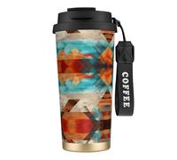 peiyeety Watercolor Aztec Ethnic Patter Insulated Mug 17oz Stainless Steel Coffee Tumbler Spill Proof Lid for Hot Cold Drinks