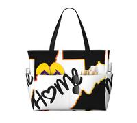 peiyeety West Virginia Home Large Beach Tote Bag For Women With Zipper & Wet Pocket, Lightweight Foldable Gym Tote For Travel, Grocery, Swim, Sports
