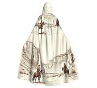 peiyeety Western Desert Cowboys Pattern Unisex Hooded Cloak Costume Cape for Halloween Vampire Witch Cosplay Wizard