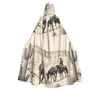peiyeety Western Desert Cowboys2 Pattern Unisex Hooded Cloak Costume Cape for Halloween Vampire Witch Cosplay Wizard