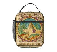 peiyeety Wheel Fate Tarot Red Illustration Zodiac Magic Lunch Box Reusable Leak-Proof Portable Insulated Picnic Office Hiking Fishing Lunch Bag