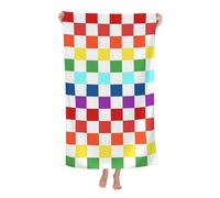 peiyeety White Rainbow Race Checkered Flag 51 x 32 Inch Bath Towels Oversized Beach Towel for Beach Bathroom Pool