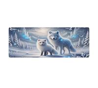 peiyeety Winter Wolf & Fox Snowy Large Extended Gaming Mouse Pad 31.5"x12" - XXL Computer Desk Mat for Keyboard and Mouse - Non-Slip Rubber Base & Durable Stitched Edges