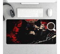 peiyeety Wolf Headshot with Glowing Eyes in Black Large Gaming Mouse Pad 12x24 Inch, Extended Desk Mat with Non-Slip Rubber Base, Waterproof Computer Keyboard & Mouse Pad, for Office Home Gamer