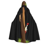 peiyeety Woodpecker attacking a tree trunk Pattern Halloween Adult Hooded Cape Cloak for wear during Halloween, role-playing
