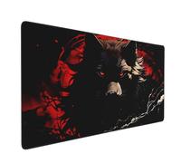 peiyeety XXL Gaming Mouse Pad Extended (35.5"X16"), Wolf Headshot with Glowing Eyes in Black Large Non-Slip Desk Mat, Water-Resistant Keyboard Mousepad for Office & Home