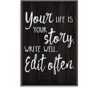 peiyeety Your Life Is Your Story Write Well. Edit Often. Positive Poster, Classroom Decor Educational Metal Tin Sign Wall Art Modern Family Bedroom Decor 8x12 inch