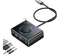 PEIYUI S25 Ultra External Sound Card with Volume Control, USB Audio Adapter with 3.5mm Interface & USB Interface for PC, Laptop, Desktop, Mac, Keyboard, Headphones, Amplifier, Microphone