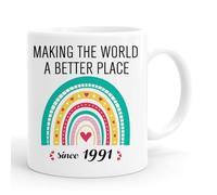 PEJAFAN 35th Birthday Gifts for Men Women Coffee Mugs, Making The World A Better Place Since 1991 Cup Grandpa Grandma, 35 Year Old Birthday Gifts for Women Men, 1991 Bday Gift for Woman Man