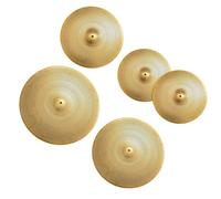 PEJLHK Professional Cymbals 5 Pcs Gold Low Volume Cymbal Drum Set Silent Cymbal Pack Practice Mute Cymbal