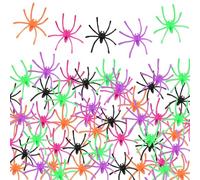 Pejlnd Halloween Plastic Spiders - 100Pcs 5 Colors Small Realistic Spider Halloween Toys Fake Spiders Joke Scary Spiders Toy Prank Props Party Favor for Halloween Home Party Decorations