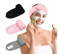 Pejnl 3 Pack Facial Spa Headband for Women - Adjustable, Non-Slip Terry Cloth Hair Band for Washing Face, Makeup, and Shower - Soft and Stretchable Hair Wrap
