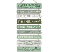 PEKCARGO Bathroom Wall Decor Funny Bathroom Signs Bathroom Rules Pictures Wall Art Decor Rustic Farmhouse Toilet Decor Wooden Sign (Green)