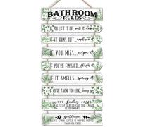 PEKCARGO Bathroom Wall Decor Funny Bathroom Signs Bathroom Rules Pictures Wall Art Decor Rustic Farmhouse Toilet Decor Wooden Sign (Leaves)