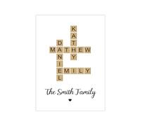 Pekdi Personalized Crossword Family Name Puzzle Wall Decor, Custom Scrabble Family Name Poster/Canvas, Family Puzzle Crossword Poster Wall Art for Christmas Birthday Anniversary